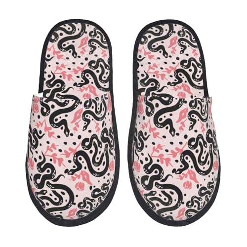 Black Snake Print House Slippers For Women And Men,Soft Slippers With Memory Foam,Non-Slip Indoor Home Shoes