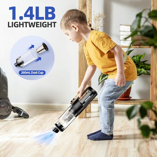 Image of MONOZEL Mini Vacuum Cleaner for Car, 18000Pa 2 in 1 Vacuum Cleaner&Air Duster, 130W Brushless Motor Handheld Vacuum Cordless with 7800mAh Battery, LED Light, Multi-Nozzles for Home, Office, Pet