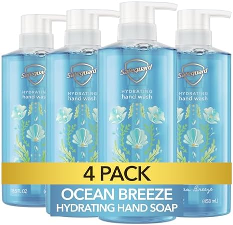 Amazon.com : Safeguard Liquid Hand Soap, Micellar Deep Cleansing, Washes Away 99% Bacteria, Made with Natural Moisturizers, Enriched with Skin Conditioners, PH Balanced, Ocean Breeze Scent 15.5 oz (Pack of 4)