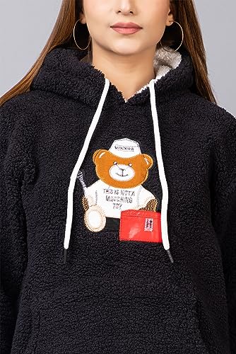 Image of Wear lusso Women Wool Blend Hooded Neck Sweatshirt with Hoodies | Full Sleeves Women's Winter Wear | Warm & Stylish Hoodie
