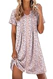 Ekouaer Women Zipper Robes Short Bathrobe Lightweight Mumu Duster House Coat with Pockets Soft Moo Moo Nightgown