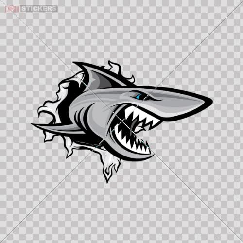 Stickers Doors Helmet Truck Motorcycle Note Book I Phone Shark Angry R Color Print (9 X 6 Inch) Xa47c Size: 5 X 3.4 Inches Vinyl color print