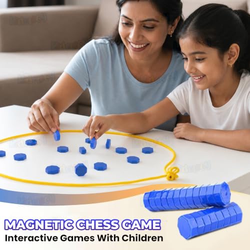 Image of Kidology Magnetic Strategy Game for Kids & Adults | Magnetic Chess Board Game with 20 Pieces & Rope Boundary | Brain Teaser Logic Puzzle | Family Tabletop Game for Focus & Critical Thinking | Gifts