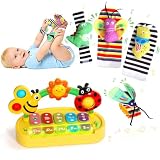 【Apprentissage Interactif et Réflexe de Préhension】Ce jouet bebe 6 mois destiné à développer la motricité favorise la coordination œil-main grâce à ses boutons à presser et à sa clochette. Sa poignée 3-en-1 est facile à transporter, mais fait également office de hochet et stimule la motricité fine des bébés de 6-12 mois. Les chaussettes et bracelets hochet stimulent la vision et le réflexe de préhension, deux éléments essentiels au développement spatial, visuel et auditif!