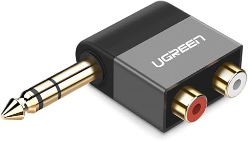 Ugreen 6.35/6.5 mm Male to 2RCA Female Audio Adapter, Black
