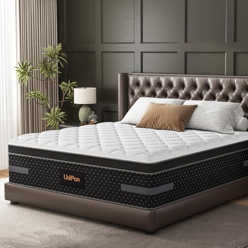 UniPon Firm Queen Mattress 14 Inch, Cooling Gel Hybrid Mattresses ...