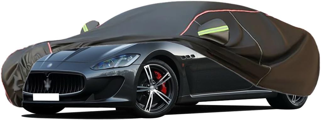 WOLWES Car Cover are Suitable for Maserati GranTurismo All-Weather Windproof, Snowproof, Rainproof, UV-Protected and Breathable All-Season Universal with Side Door Zip Oxford Cloth Car Cover (Color :