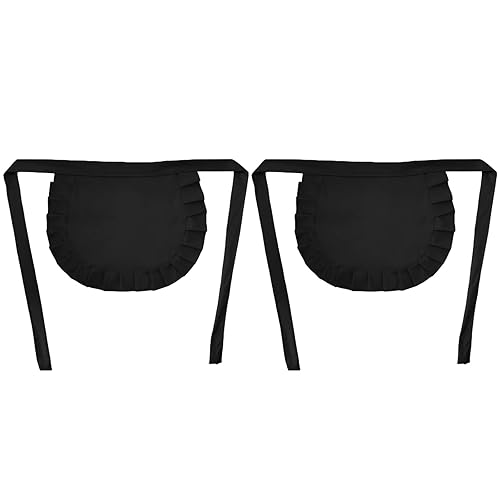 2Pcs Ruffled Waist Apron Halloween Maid Waist Costume Accessories Ruffled