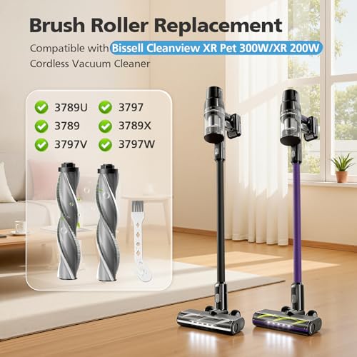 Image of iSingo 3789X Brush Roll Replacement Compatible with Bissell Cleanview XR Pet 300W / XR 200W / Powerlifter Turbo Cordless Stick Vacuum, Model# 3797V, 3789U, 3789, 3789X, 3797, 3797W, 2 Pack, Grey