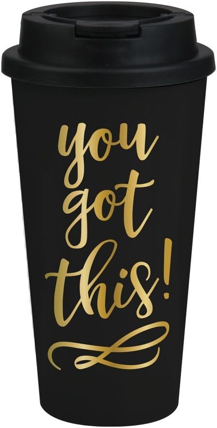 You Got This Travel Mug - Motivational Gifts for Women, Black and Gold Travel Tumbler