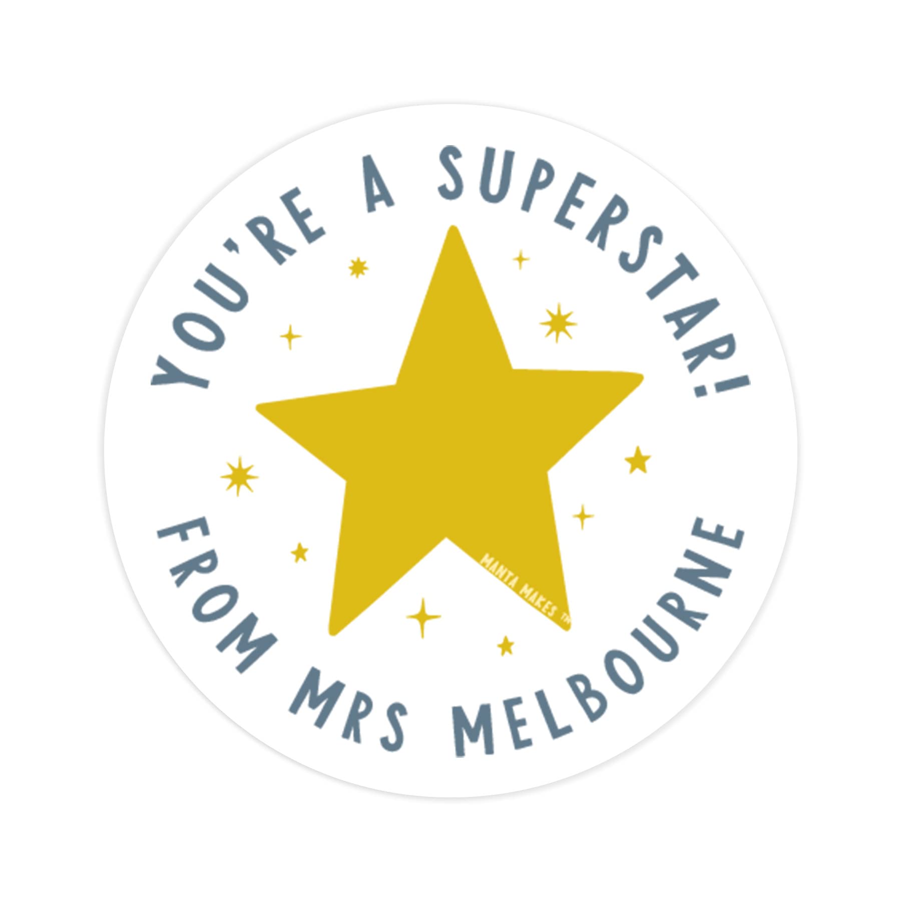 Personalised sticker superstar well done proud of you great work stickers | star stickers | star sticker | teacher sticker | custom stickers | merit sticker | sticker sheet (Star - Superstar)