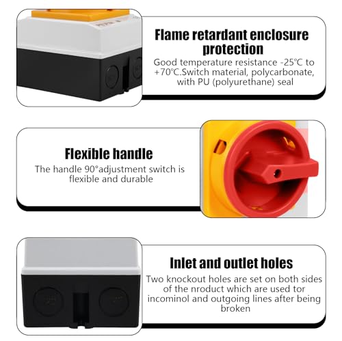 Hauptschalter Leistungsschalter 16A Drehschalter Ausschalter: WIYETY 3-Polig Reparaturschalter mit Gehäuse Trennung der Stromversorgung, Drehschalter für alle industriellen Anforderungen
