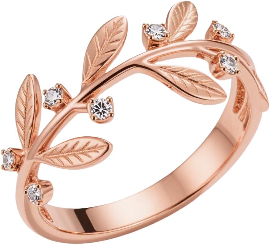 Personalized Leaf Vine Ring for Women 925 Sterling Silver Promise Rings Jewelry Gift for Birthday Christmas Anniversaries