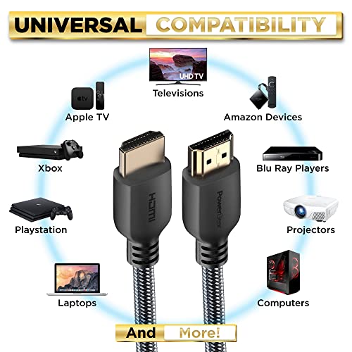 PowerBear 4K Long HDMI Cable 40 ft | High Speed, Braided Nylon & Gold Connectors, 4K @ 60Hz, Ultra HD, 2K, 1080P, ARC & CL3 Rated | for Laptop, Monitor, PS5, PS4, Xbox One, Fire TV, Apple TV by PowerBear - Image 4