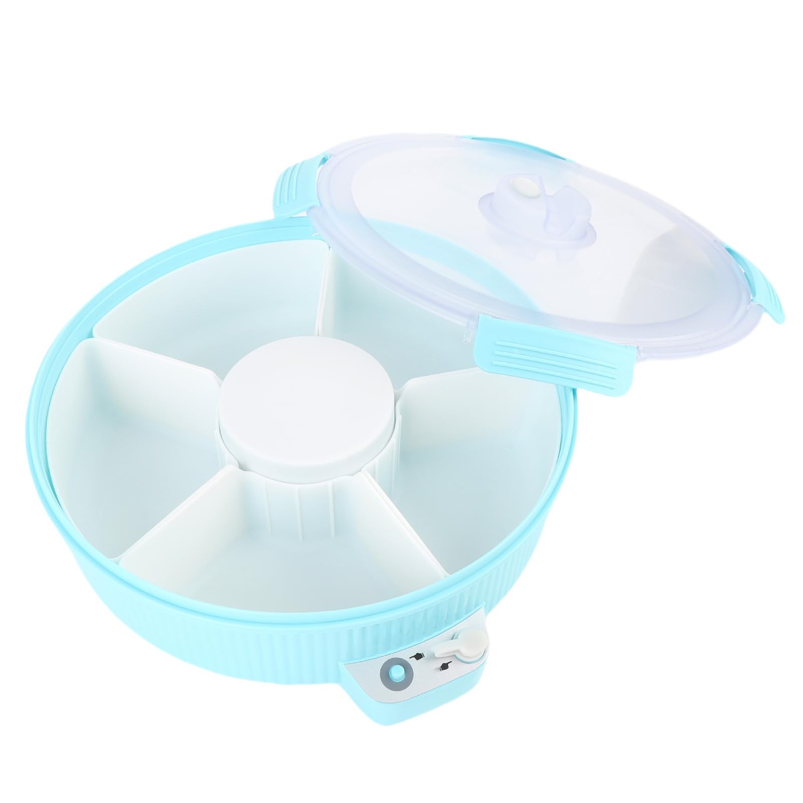 Bandeja eléctrica para servir refrigerios dividida organizador de frescura