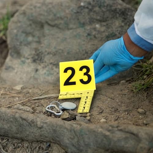 Stadtkrimis Exit Escape Stadtführung Alasum 10 Stück Gelbe Acryl Tischnummernschilder Dreieckig Einfach zu Bedienen für Tatort Spiel und Themenparty Dekoration