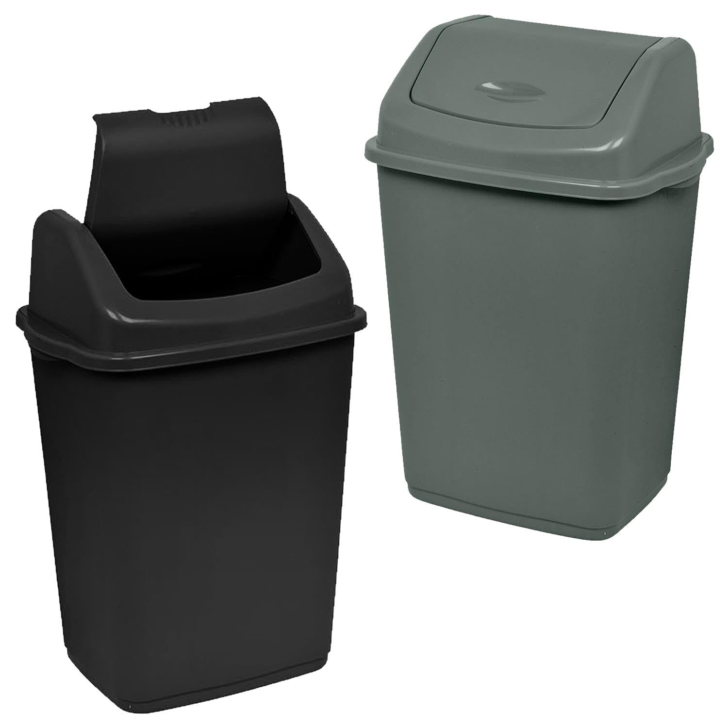 Daniel James 30 Litre Swing Bin - 30l Waste Recycling Bin with Swing Flip Top Lid - Durable Plastic Rubbish Bin for Kitchen, Bathroom, Bedroom & Office - Black Dustbin, 30 Litre