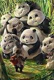 Anwei Wooden Jigsaw Puzzle 1000 Piece Puzzle for Adults Panda Fairy Tale Jigsaw Puzzles Forests for