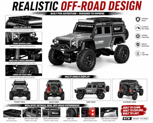Image of Remote Control Sports Car & Off-Road SUV Toy for Kids, High Speed RC Racing with Wireless Remote, Realistic Lights & Premium Design Gift for Boys Girls (Big-Racing Rally Clamber)