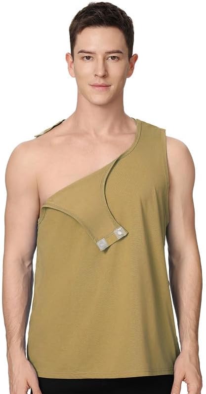 Post-Surgery Magnetic Button Shirt for Men – Sleeveless Recovery Tank Top with Full Magnetic Closures on Shoulders & Sides