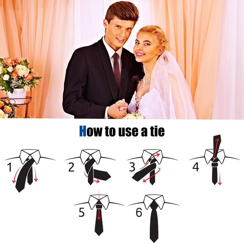 Image of Zhanmai 48 Pcs Men Solid Color Ties and Pocket Square Set Satin Necktie Business Handkerchief for Wedding Party