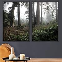 2 Piece Framed Canvas Wall Art Brown Forest Canvas Prints Home Artwork Decoration for Living Room,Bedroom - 16