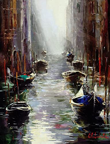 Peinture à l’huile paysage marin abstrait gris pour décoration grand salon moderne