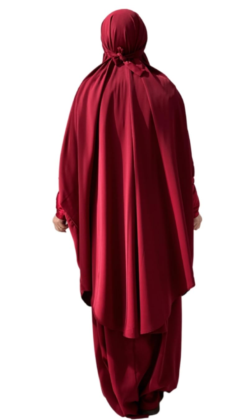 AlilyolWomens Muslim Abaya Solid Prayer Dress Islamic Maxi Kaftan with Hijab Dubai Full Length 2 Piece Dress