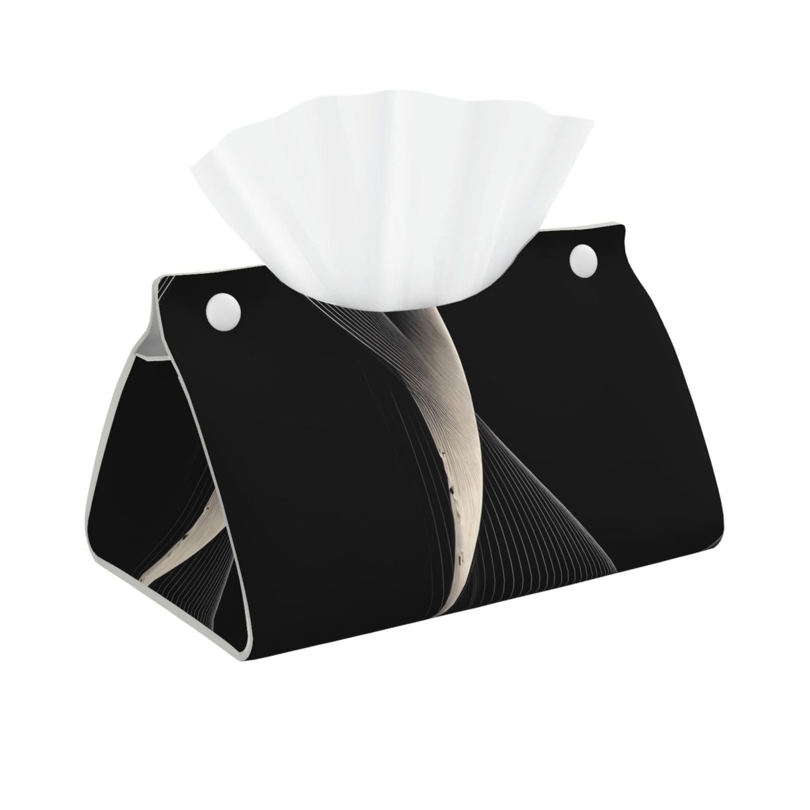 Abstract Curves Print Long Tissue Box Cover Holder Foldable Leather Organizer for Vanity, Nightstand, Desk & Bathroom