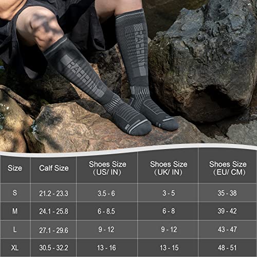 Rahhint Merino Wool Ski Socks 2-Pack, Compression Knee High Thermal Socks Womens Mens For Skiing Snowboarding Cold Weather #TOP5