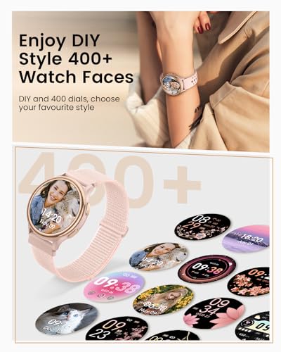 Image of Smart Watches for Women(Answer /Make Calls), 1.27'' AMOLED Screen Activity Trackers with Heart Rate /Sleep /SpO2 Monitor, Smartwatch for iPhone /Samsung /Android, 120+ Sport Modes IP68 Fitness Watch Pink