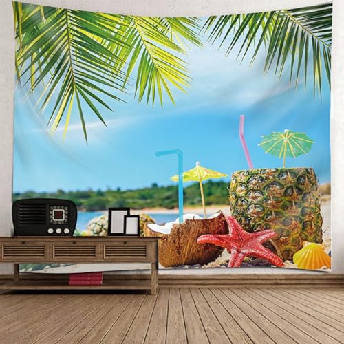 Tapisserie murale 200x200cm grand tissu déco paysage étoile de mer pour chambre enfant