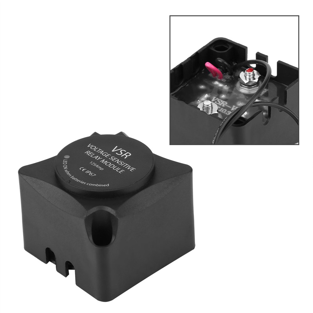 Keenso Voltage Sensitive Relay (VSR) / Automatic Charging Relay 125A Dual Battery Isolator (VSR) Waterproof Marine Switch for Car RV Boat Truck ATV Vehicles
