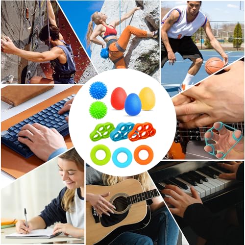 Kinfezlon 11 Stücke Handtrainer Fingertrainer, Handtrainer, Finger Training, Igelball für Hände Therapie, Arthrose Training, Griffstärkung, Lindert Stress, Angstlinderung und Stärkung der Finger