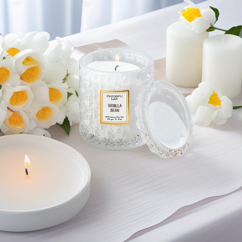 Chloefu LAN Vanilla Bean Highly Fragranced Candle Gifts for Women, Mothers Day Candle Gift, Natural Wax Candle for Home Scented, Up to 55 Hour Burn time - 8.1 Ounce Premium Soy Wax - Image 6