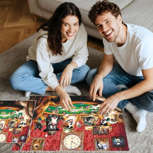 Puzzle para adultos de 2000 piezas – Divertidos perros jugando póker, obra detallada y vibrante, puzzle desafiante para adultos 2000 piezas, 39" x 28" miniatura 4