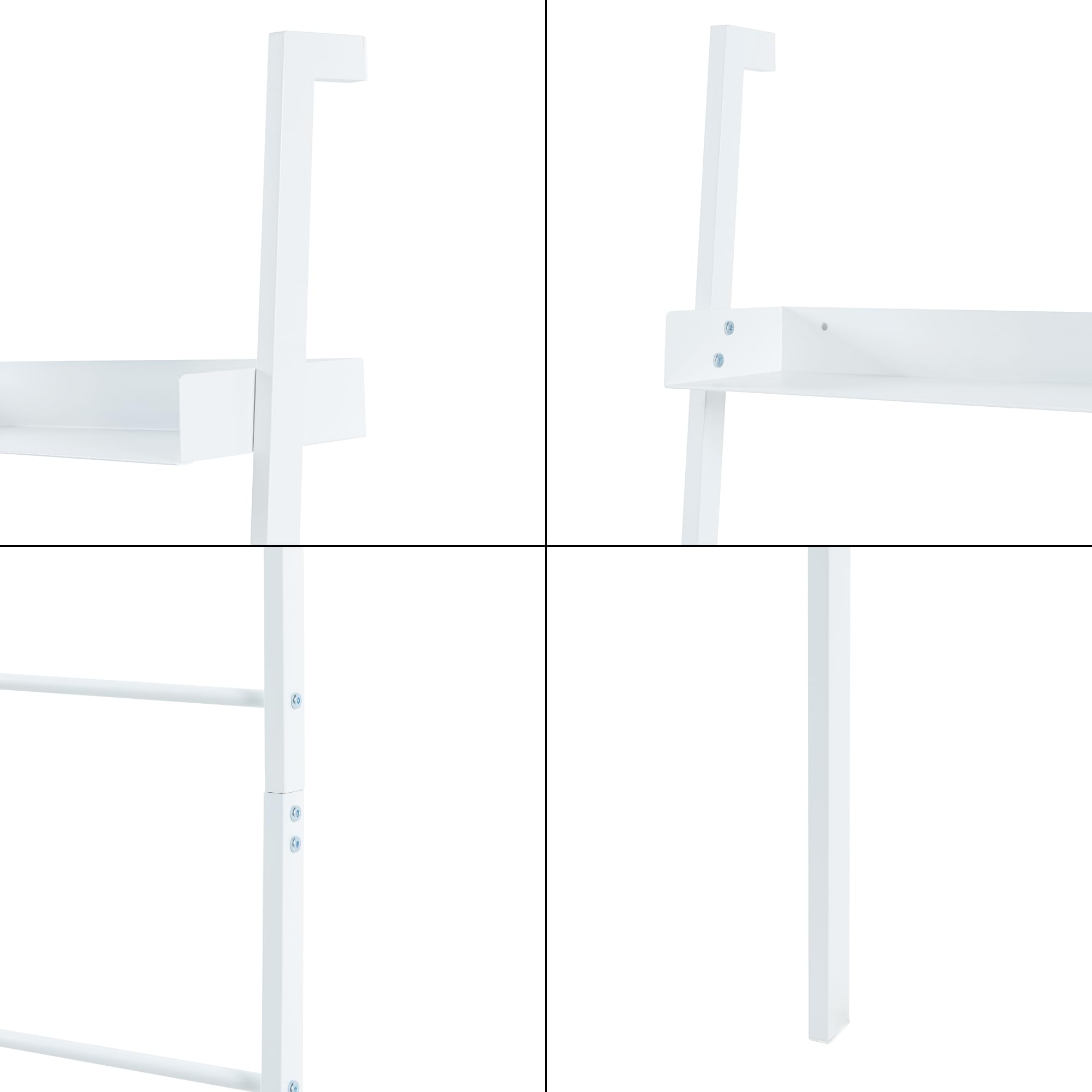 [en.casa] Toallero de Baño Escalera Øksnes con 4 Peldaños y 1 Estante Estantería de 5 Niveles para Colgar Toallas Paños de Cocina Ropa Accesorios Baño de Acero 160x50x27,5cm - Blanco
