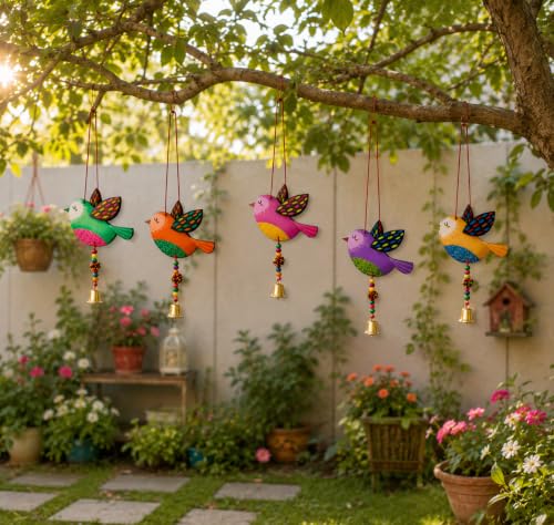 Image of Handmade Folk Art Birds wall Hanging for Home Decor Garden Balcony Festival Decorative Wall Hanging Home Decoration Item (Pack of 6)