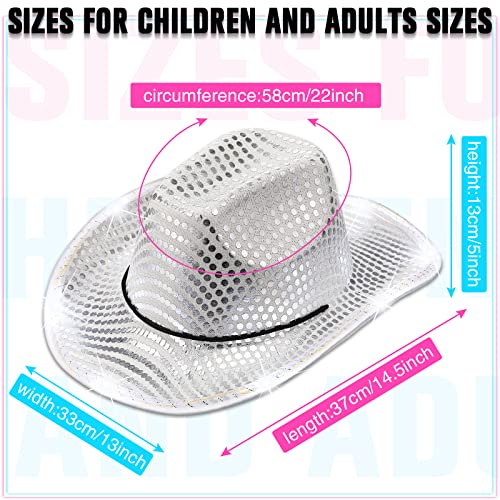 Image of Kigeli 10 Pcs Lights LED Cowboy Hat for Adult LED Flashing Hat for Western Cowboy Women Men Role Play