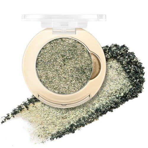 FOCALLURE Eyes On Me Pressed Powder Eyeshadow, Glitter Eye Makeup & Highlight, Long-Lasting, High Pigmented Single Shade Eye Color, Shimmery Finish, Hypoallergenic, GN01 Aurora Borealis