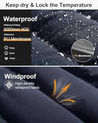 Chrisuno Men's Winter Coat Waterproof Warm Puffer Jacket Quilted Insulated Bubble Jackets with Hood4