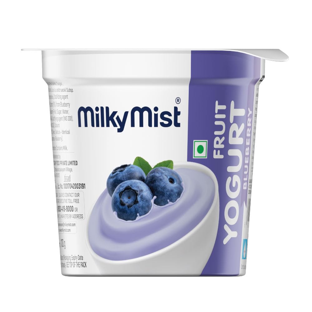 Milky Mist Blueberry Yoghurt | Made with Real Fruits | Zero Preservatives | Healthy & Delicious | Smooth Texture | 100 g