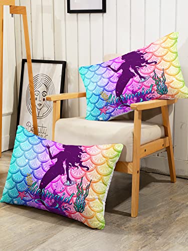 Bailipromise Kids Bedding Sets,Rainbow Mermaid Comforter Cover Set With 1 Duvet Cover And 2 Pillowcases For Boys And Girls Bedroom All Season（Rainbow Mermaid Queen） #TOP4