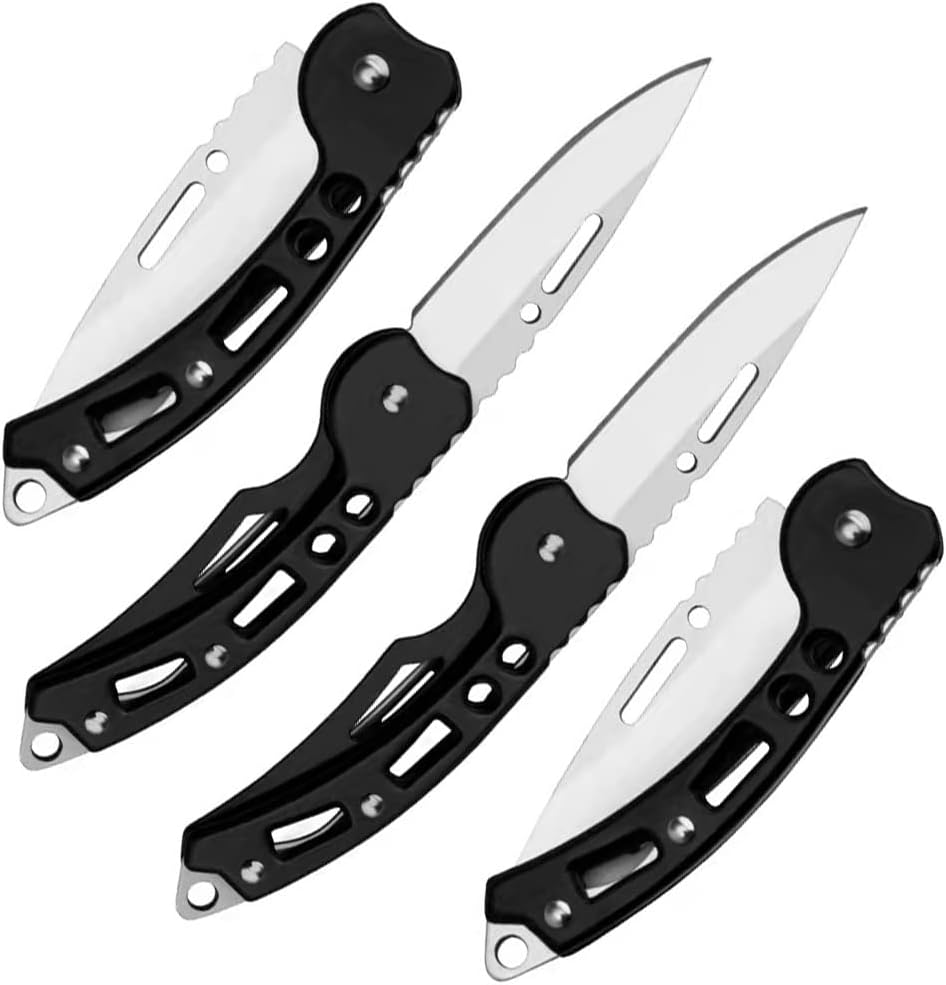 WWZJ 2 Pack Pocket Folding Knife (Black) with Deep Carry Pocket Clip for Camping