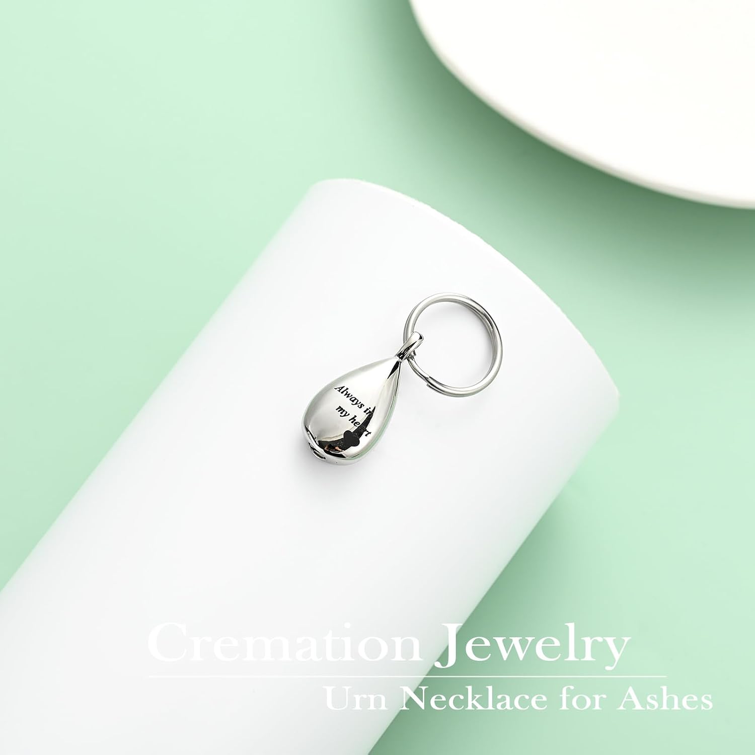 Yinplsmemory Cremation Keychain for Ashes Always In My Heart Urn Locket Cremation Jewelry Teardrop Memorial Keepsake Keychain