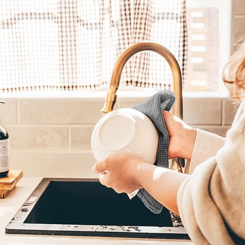 CDRPD - Juego de 4 paños de cocina, toallas suaves y absorbentes, 100% algodón, (35 x 35 cm), color gris oscuro - imagen 5