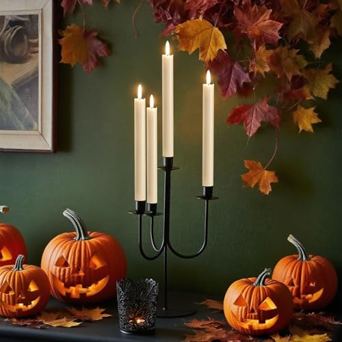 Image of Taper Candles Battery Operated with Remote Timer, with Remote Timer Flameless Taper Candles, LED Flameless Candlesticks for Halloween Christmas Home Decor(Set of 3, 0.78 inch x 9.65 inch)