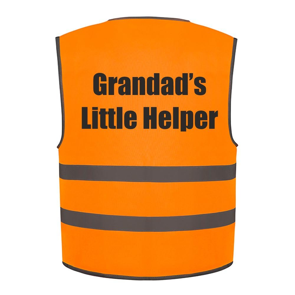Kids Grandad's Little Helper Hi Vis Vest, Add child's name to the front, Personalised waistcoat with 3 colour options