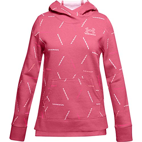 Under Armour Girls' Rival Fleece Printed Hoodie , Pink Lemonade (668)/Cerise , Youth Medium