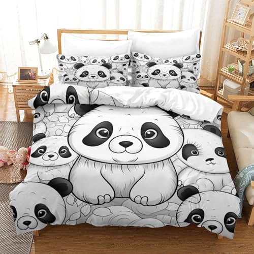 Housse de couette panda anti-acarien et douce king size